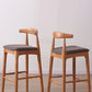 Scandinavian Upholstered Bar Stools Solid Wood Stool with Footrest