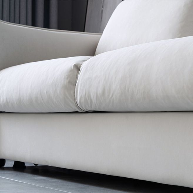 Contemporary Sleeper Sofa Fabric White Square Arms Pillow Back Upholstered Sofa Bed