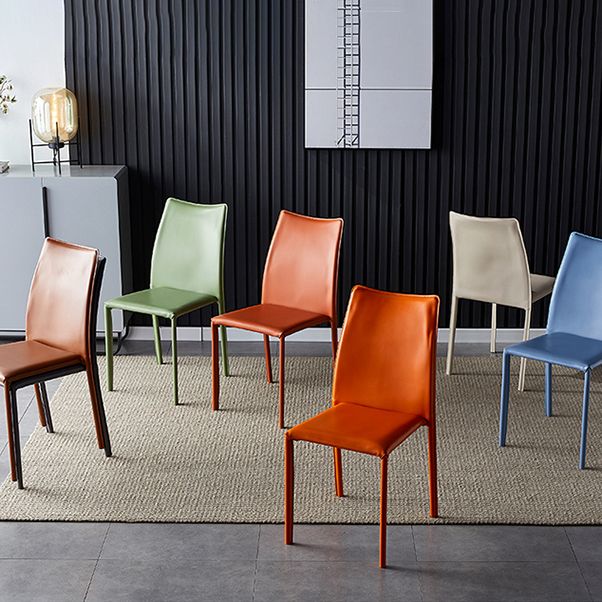 Solid Back Dining Armless Chairs Stackable Dining Side Chairs with Metal Legs Clearhalo ' kitchen&dining_furn' 'Dining Chairs' 'Dining Tables & Seating' 'dining_chair' 'furn' 'furn_dining_chair' 'Furniture' 'furniture_dining_chair' 'Kitchen & Dining Furniture' 'kitchen' 1200x1200_f50051a0-baca-4610-86c0-95431e714cfa