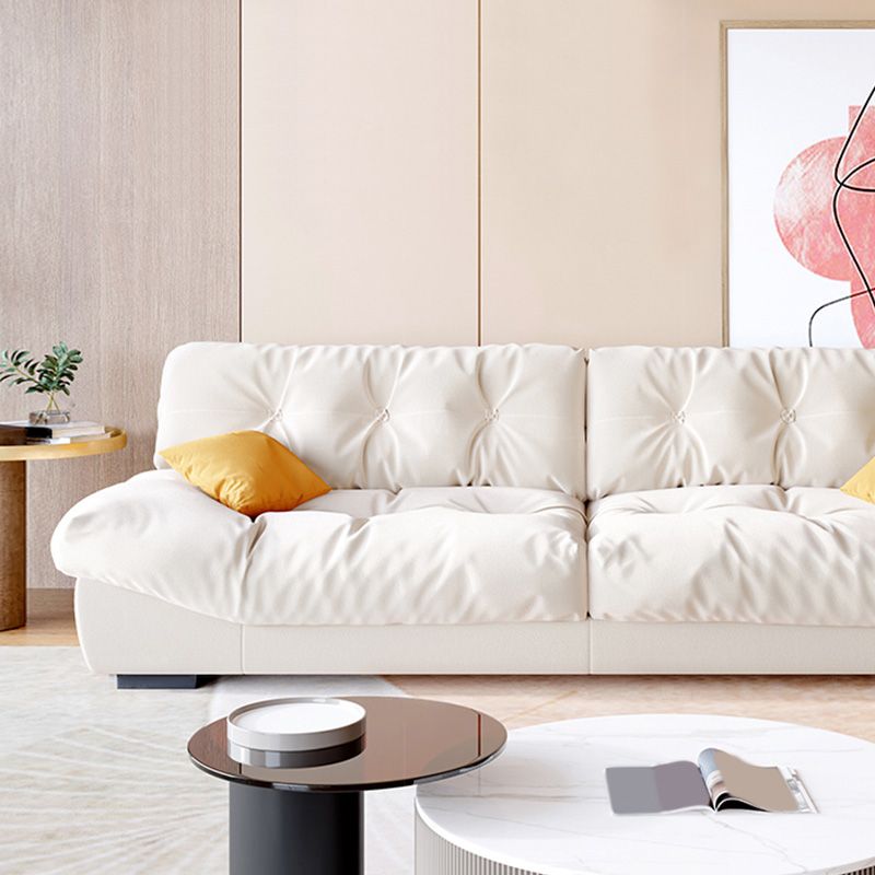 ベージュのコンテンポラリーフェイクレザー/スエードアームレス房のソファソファ