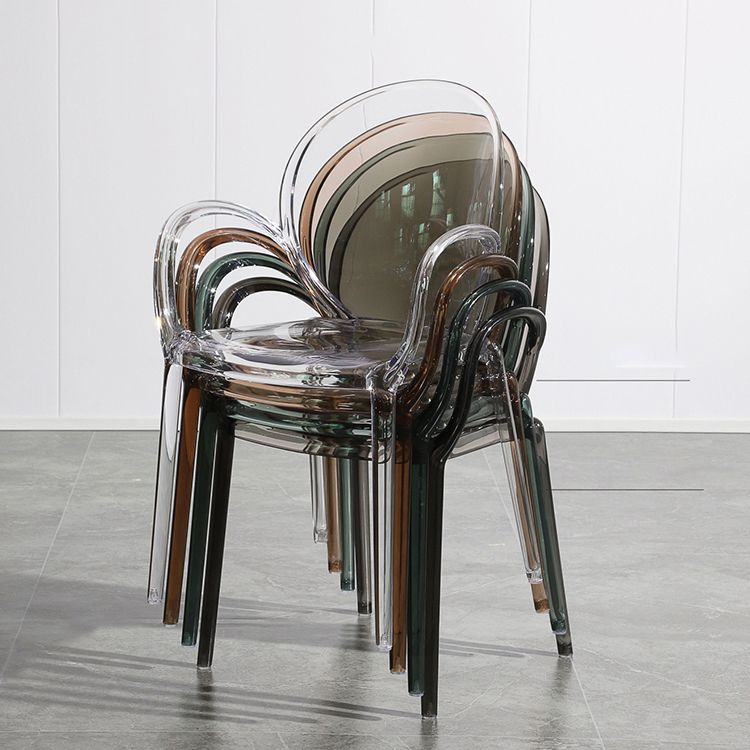 Modern Simple Arm Chair Plastic Base Stackable Dining Chair for Kitchen Clearhalo 'Dining Chairs' 'Dining Tables & Seating' 'dining_chair' 'furn' 'furn_dining_chair' 'Furniture' 'Kitchen & Dining Furniture' 1200x1200_f5045c8c-0fa1-408c-a96b-d07631925eda