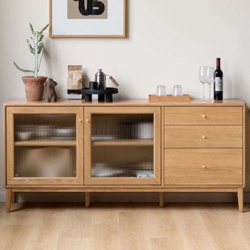 Hedendaagse sideboard kast eiken glazen deuren bijboord tafel met deuren voor eetkamer