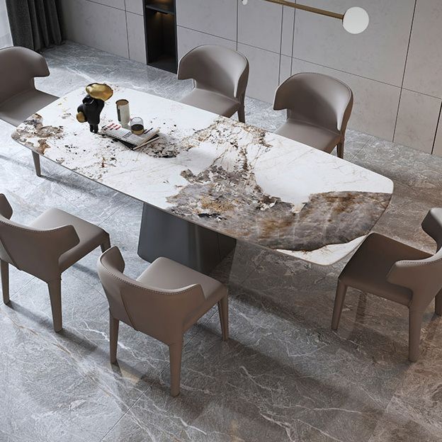 Luxury Sintered Stone Top Dining Table Rectangle White Table with Pedestal Clearhalo ' dining_table' 'Dining Tables & Seating' 'Dining Tables' 'furn' 'furn_dining_table' 'Furniture' 'furniture_dining_table' 'Kitchen & Dining Furniture' 'kitchen&dining_furn' 'kitchen' 'kitchen_dining_table' 1200x1200_f5077c61-396d-4dab-a464-b9cb52d33288