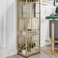 Glam Faux Marble Indoor Bar Dining Table Iron Double Pedestal Bistro Table with Shelve Clearhalo 'Bar Furniture' 'Bar Tables' 'bar_tables' 'Furniture' 'furniture_bar_tables' 'Kitchen & Dining Furniture' 'kitchen&dining_furn' 'kitchen' 1200x1200_f50885d5-dac8-4cbb-9eba-a71c27504249