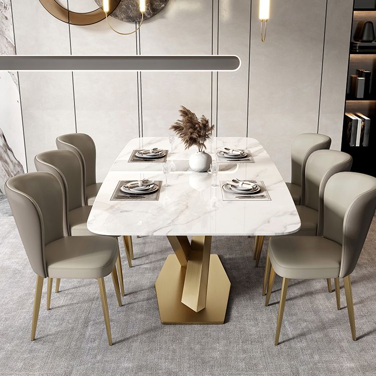 Metal Traditional Luxury Rectangle Table White Sintered Stone Table with Pedestal Clearhalo ' dining_table' 'Dining Tables & Seating' 'Dining Tables' 'furn' 'furn_dining_table' 'Furniture' 'furniture_dining_table' 'Kitchen & Dining Furniture' 'kitchen&dining_furn' 'kitchen' 'kitchen_dining_table' 1200x1200_f5093f33-00fe-468c-aa40-7446aa647810