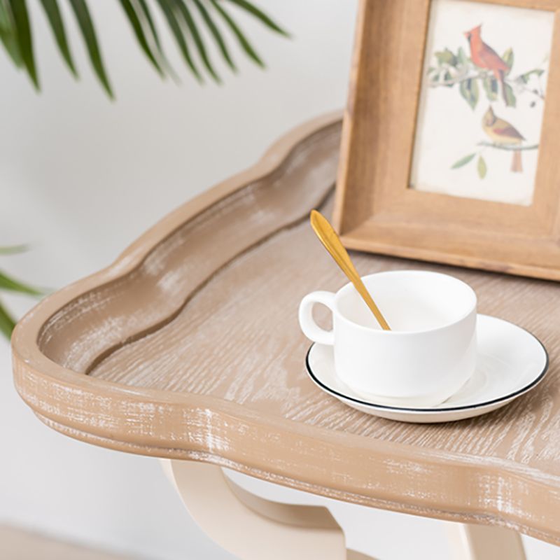 Rustic Side Table Solid Wood 4 Legs Distressed Living Room End Table