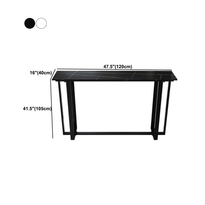 Mesa de bar rectangular de piedra sinterizada, mesa de pub con base negra y metálica