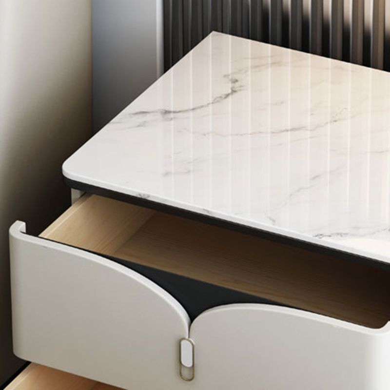 18 Inch H Night Table Modern Solid Wood 2-Drawer Stone Top Faux Leather Nightstand Clearhalo 'Bedroom Furniture' 'furn' 'furn_night_stand' 'Furniture' 'night_stand' 'Nightstands' 1200x1200_f5121982-f299-4146-bded-c14a030b897b