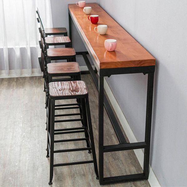 Dark Brown Modern Style Bar Table in Solid Wood and Metal Balcony Bar Table Clearhalo 'Bar Furniture' 'Bar Tables' 'bar_tables' 'furn' 'furn_bar_tables' 'Furniture' 'furniture_bar_tables' 'Kitchen & Dining Furniture' 1200x1200_f512383a-9913-4073-aa3f-7c23a774fc6e