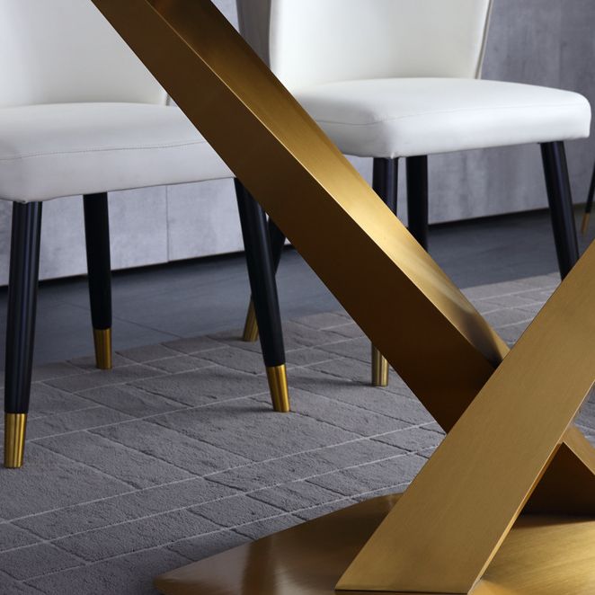 Rectangle Pedestal Table Luxury Style Stone Dining Room Collection for Home Clearhalo ' dining_table' 'Dining Tables & Seating' 'Dining Tables' 'furn' 'furn_dining_table' 'Furniture' 'furniture_dining_table' 'Kitchen & Dining Furniture' 'kitchen&dining_furn' 'kitchen' 'kitchen_dining_table' 1200x1200_f513d1fa-6b9a-40b1-b8cd-e9481422d1c5