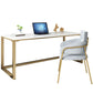 Glam Marble Office Desk 1-plank rechthoekig schrijfbureau met metalen benen