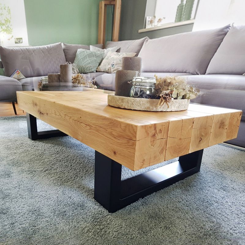 Solid Wood Coffee Table with Metal Sled Legs for Living Room Clearhalo 'Coffee & Accent Tables' 'Coffee Tables' 'coffee_tables' 'furn' 'furn_coffee_tables' 'Furniture' 'Living Room Furniture' 1200x1200_f515241f-cfc6-45ef-9e3c-efdfbcedabd4