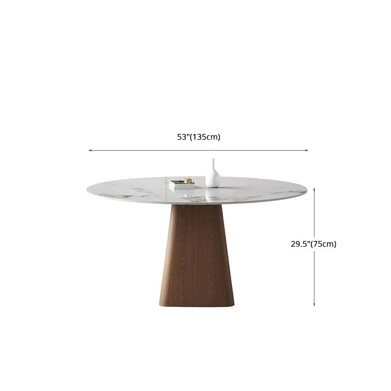 Mesa de comedor blanca de piedra moderna muebles redondos con base de pedestal de madera maciza