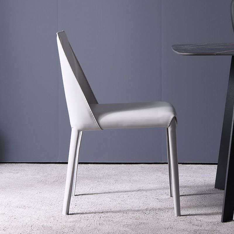 Sillas de comedor sin brazo de cuero sintética silla lateral de comedor moderno