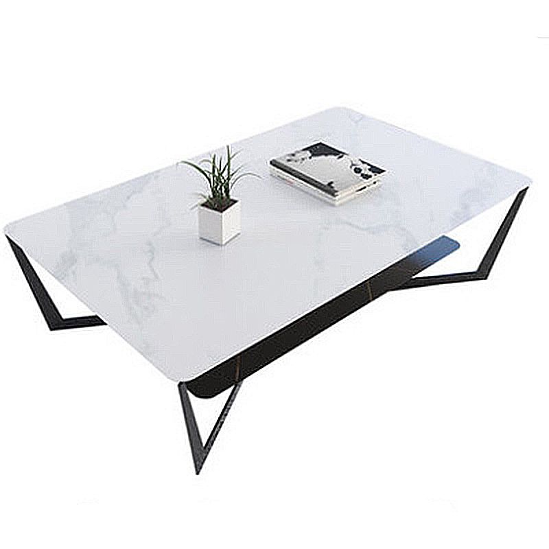 Cross Table Base Design Black Metal Base Slate Top Rectangular Coffee Table Clearhalo 'Coffee & Accent Tables' 'Coffee Tables' 'coffee_tables' 'furn' 'furn_coffee_tables' 'Furniture' 'Living Room Furniture' 1200x1200_f515f46a-d232-4e02-a10c-6eb7f2982942
