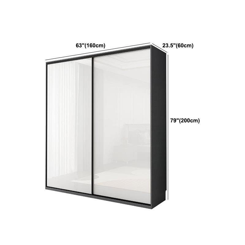 White Mirrored Finish Wardrobe Armoire Engineered Wood Wardrobe with Drawer Clearhalo 'Armoires & Wardrobes' 'armoires_wardrobes' 'Bedroom Furniture' 'furn' 'furn_armoires_wardrobes' 'Furniture' 1200x1200_f5163214-01e9-426e-93a7-b9b3b8452898