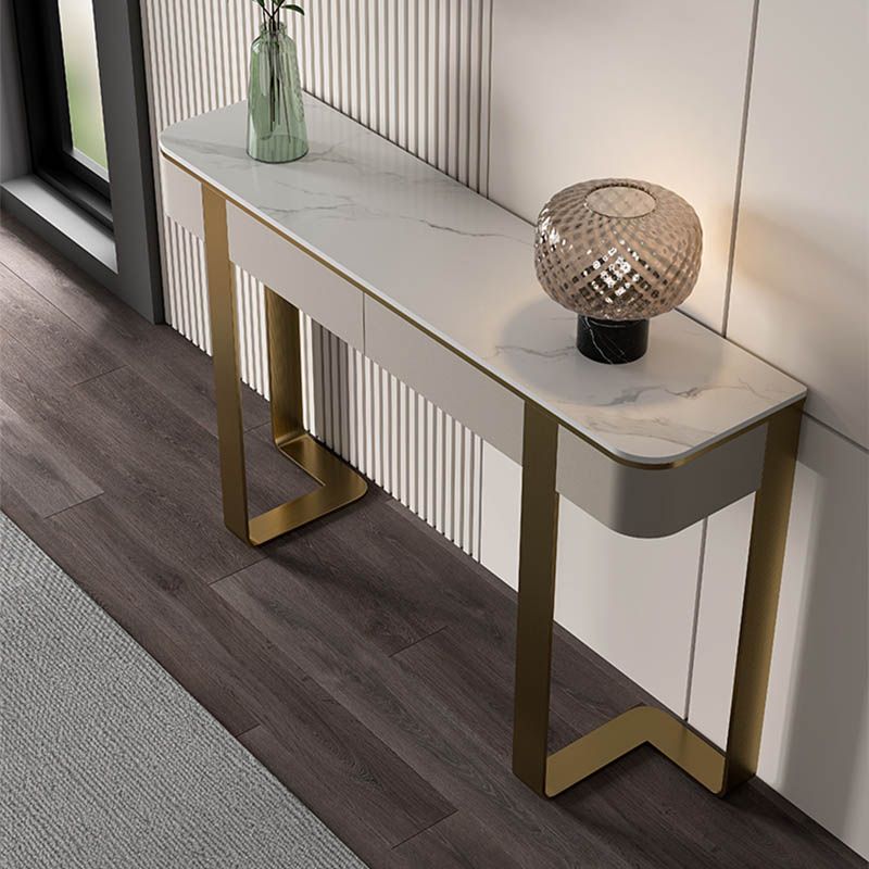 Tabella della console rettangolare moderna Tabella di divano console in grigio/oro