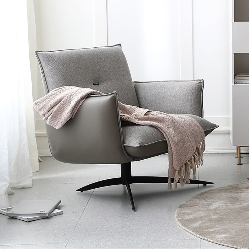 Contemporary Linen 4-Star Tight Back Accent Armchair in Grey Clearhalo 'Accent Chairs' 'accent_chairs' 'Chairs & Seating' 'furn' 'furn_accent_chairs' 'Furniture' 'Living Room Furniture' 1200x1200_f51955a2-942b-4773-a2b9-536c4967c7a0