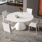 Modern Dining Table with White Pedestal Round Stone Top Dining Table without Turntable