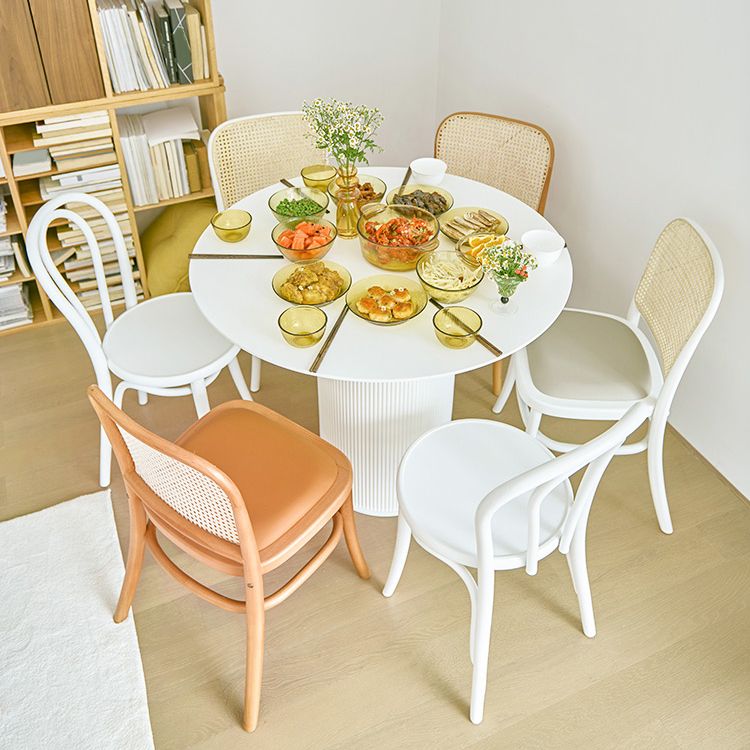 Modern Round Dining Table for 2 Persons Wooden Pedestal Base Clearhalo 'Dining Tables & Seating' 'Dining Tables' 'dining_table' 'furn' 'furn_dining_table' 'Furniture' 'Kitchen & Dining Furniture' 1200x1200_f51a4986-10ca-483e-a63b-62f0313c4542