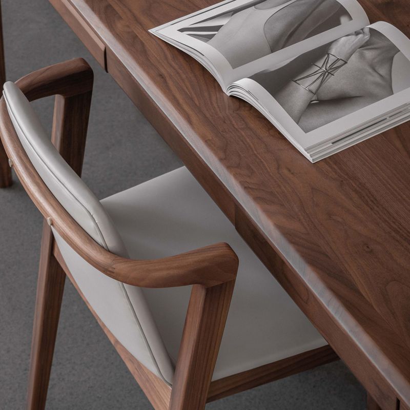 Home Walnut Wood Dining Chair Contemporary Upholstered Arm Chair Clearhalo 'Dining Chairs' 'Dining Tables & Seating' 'dining_chair' 'furn' 'furn_dining_chair' 'Furniture' 'Kitchen & Dining Furniture' 1200x1200_f51a8f03-b913-4488-b547-a10bfa1aada8