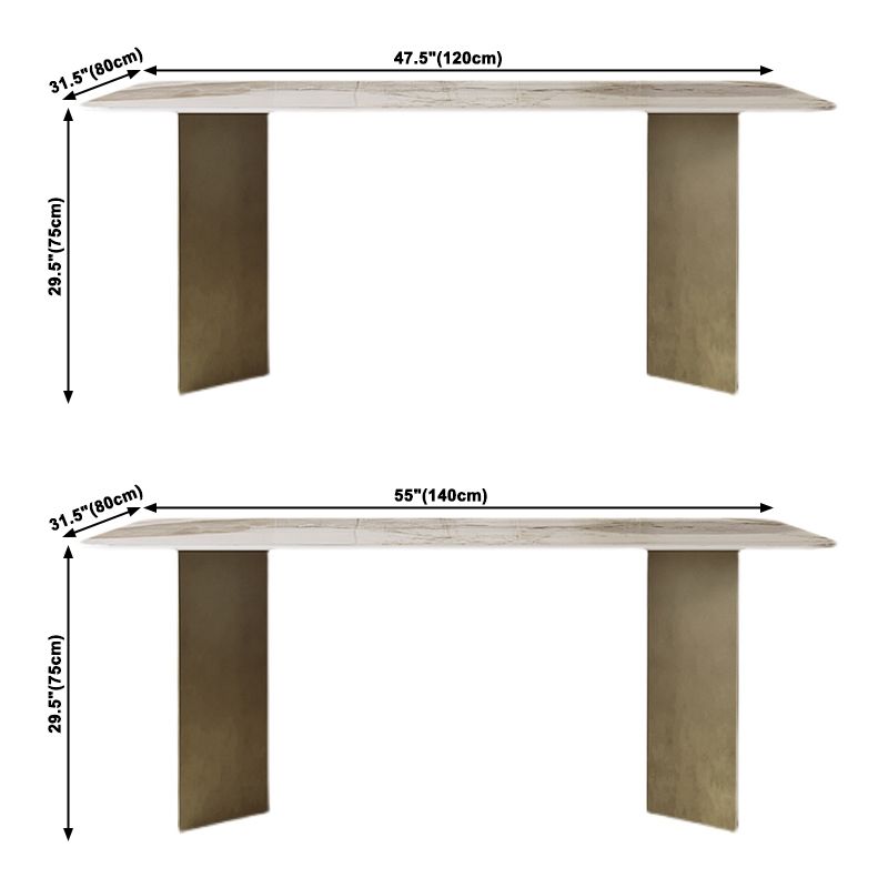 Metal Traditional Luxury Rectangle Indoor Table Sintered Stone Table for Kitchen Clearhalo ' dining_table' 'Dining Tables & Seating' 'Dining Tables' 'furn' 'furn_dining_table' 'Furniture' 'furniture_dining_table' 'Kitchen & Dining Furniture' 'kitchen&dining_furn' 'kitchen' 'kitchen_dining_table' 1200x1200_f51ac007-5d29-4c01-b7fb-40985382ae88