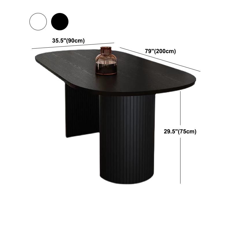 Oval Double Pedestal Modern Dining Table Fixed Table with Solid Wood Clearhalo 'Dining Tables & Seating' 'Dining Tables' 'dining_table' 'furn' 'furn_dining_table' 'Furniture' 'furniture_dining_table' 'Kitchen & Dining Furniture' 'kitchen' 'kitchen_dining_table' 1200x1200_f51bfa81-caa6-4fc6-8a64-b0e953380703