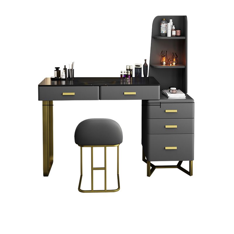 5 Holzschubladen Eitelkeitssatz mit Stuhl im grauen Steinverkederstisch