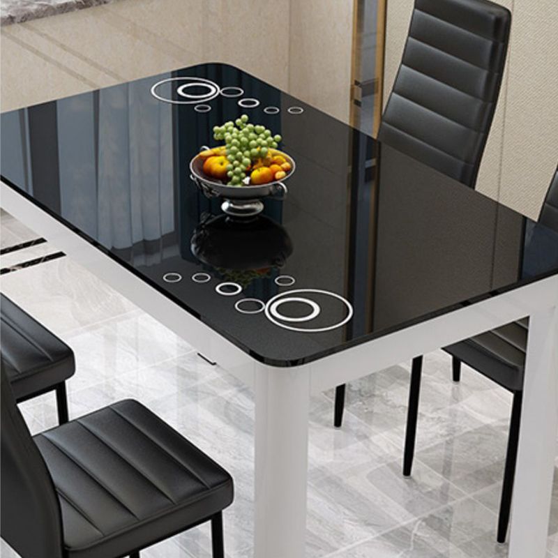 Glass Top Dining Table Modern Rectangle Dining Table with 4 Legs Clearhalo ' dining_table' 'Dining Tables & Seating' 'Dining Tables' 'Furniture' 'furniture_dining_table' 'Kitchen & Dining Furniture' 'kitchen&dining_furn' 'kitchen' 'kitchen_dining_table' 1200x1200_f51ecec6-432d-46c4-9a7a-3aa4f6dd11f7
