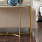 Modern Half Moon Console Table Stone Console Sofa Table in Gold