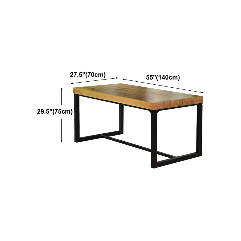 Tavolo da pranzo in legno in legno rettangolo nero tavolo da casa di base di cavalletto in ferro nero