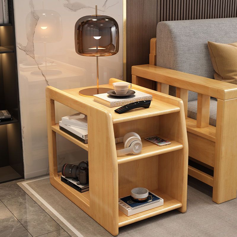 Tavolo laterale in legno/ardesia moderno in legno/ardesia da 20,5 "tavolo da estremità alto con ripiani