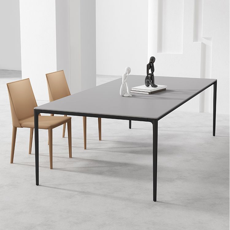 Medieval Modern Sintered Stone Table Rectangle Table with Metal 4 Legs Clearhalo ' dining_table' 'Dining Tables & Seating' 'Dining Tables' 'Furniture' 'furniture_dining_table' 'Kitchen & Dining Furniture' 'kitchen&dining_furn' 'kitchen' 'kitchen_dining_table' 1200x1200_f522068f-e153-4402-a4eb-d95a34817cb2