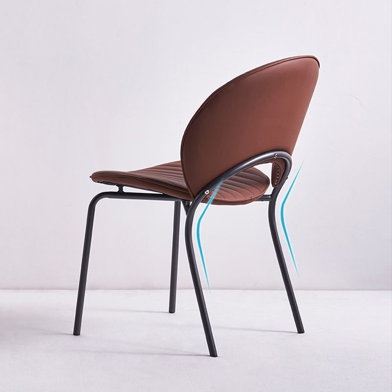 Contemporary Indoor Side Chair Open Back in Brown Dining Chair