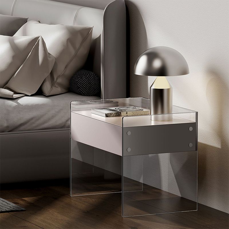 Nachttisch 20 "groß 16 'breites Bett Nachttisch in Weiß mit Beinen