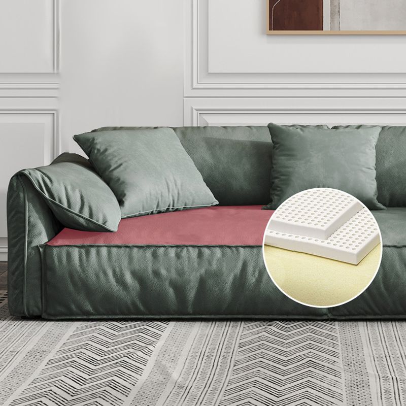 Green Contemporary Faux Leather Pillow Top Arm Standard Sofa with Loose Back Clearhalo 'furn' 'furn_sofas' 'Furniture' 'furniture_sofas' 'kitchen' 'kitchen_sofas' 'Living Room Furniture' 'Sofa' 'sofas' 1200x1200_f526f8a4-b9d9-4794-ad2f-fab675e785a9