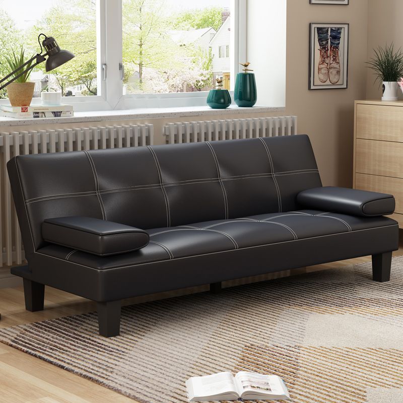 Modern Biscuit Back Faux Leather Sofa with Foldable and Wear-resisting Clearhalo 'furn' 'furn_sofas' 'Furniture' 'furniture_sofas' 'kitchen' 'kitchen_sofas' 'Living Room Furniture' 'Sofa' 'sofas' 1200x1200_f52a13d4-0390-4881-b70a-b1b5c242738e