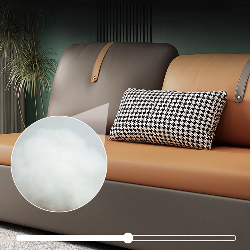 Contemporary Armless Bonded Leather Sofa Bed in Brown with Storage