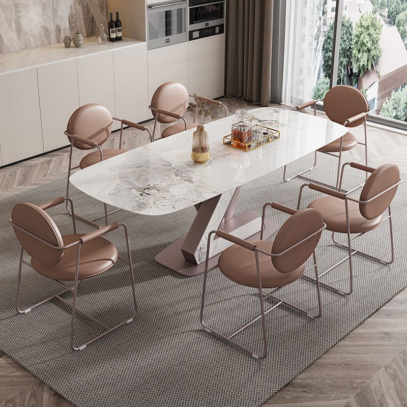 Modern Sintered Stone Dining Table Set 1/2/5/7 Pieces Rectangle Dining Set Clearhalo 'Dining Room Sets' 'Dining Tables & Seating' 'dining_room_set' 'furn' 'furn_dining_room_set' 'Furniture' 'Kitchen & Dining Furniture' 1200x1200_f52c98df-11b2-4cd3-9df0-971cc2bc4603