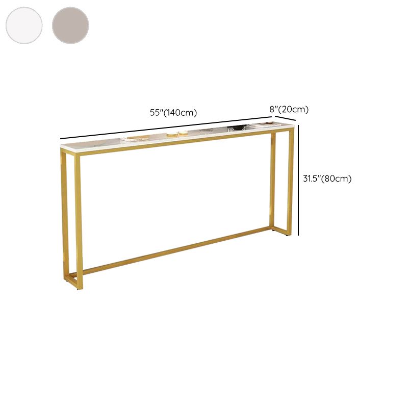Rectangle Shape Contemporary Console Table Stone Console Sofa Table in White and Gold