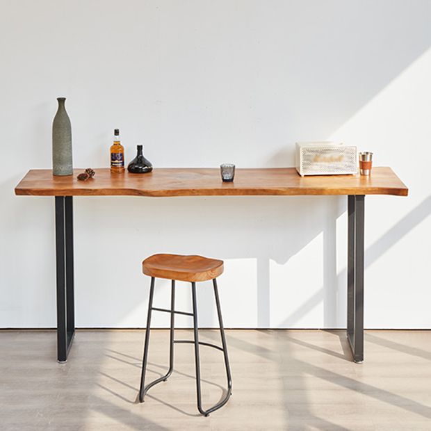 Solid Wood Bar Dining Table Industrial Bar Dining Table with Sled Base in Black Clearhalo 'Bar Furniture' 'Bar Tables' 'bar_tables' 'furn' 'furn_bar_tables' 'Furniture' 'furniture_bar_tables' 'Kitchen & Dining Furniture' 1200x1200_f52e0d76-4a2c-4f95-a198-ba308a271761