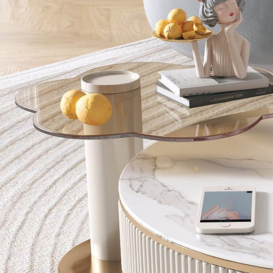 No Distressing Coffee Table Slate Pedestal Glam Coffee Table