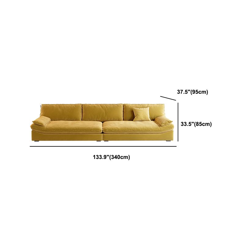 Divano a braccio top cuscino contemporaneo di divano colpido cucito in giallo