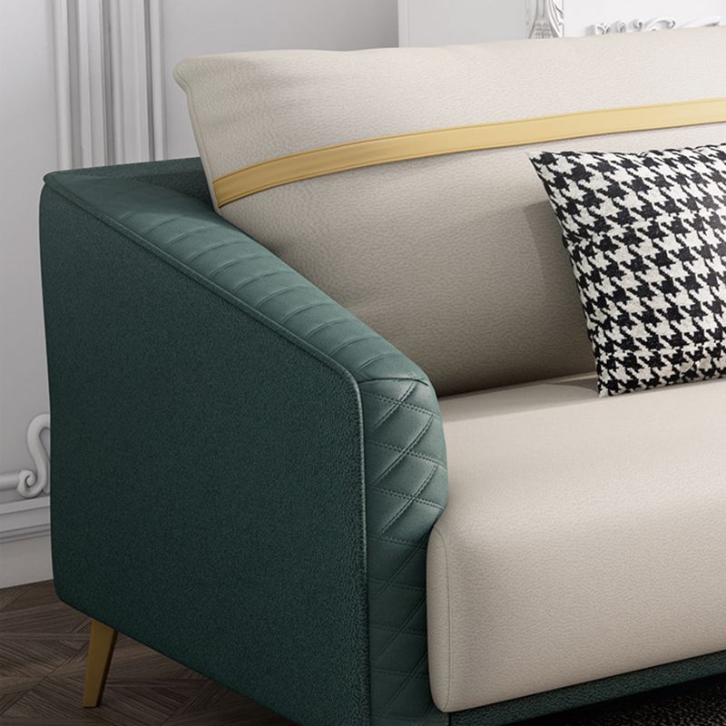 Green Living Room Sofa Sloped Arm Modern Faux Leather Settee with Brass Legs Clearhalo 'furn' 'furn_sofas' 'Furniture' 'furniture_sofas' 'Living Room Furniture' 'Sofa' 'sofas' 1200x1200_f52e84da-b7db-49d4-9d04-f09f5a470454