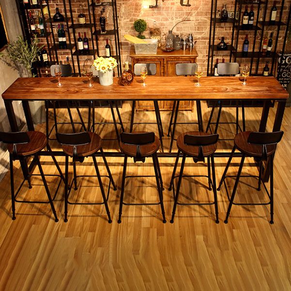 Natural Wood Top Bar Table Rectangle Industrial Footrest Indoor Bar Dining Table Clearhalo 'Bar Furniture' 'Bar Tables' 'bar_tables' 'furn' 'furn_bar_tables' 'Furniture' 'furniture_bar_tables' 'Kitchen & Dining Furniture' 1200x1200_f52fd43b-a867-41dd-9e42-ae8fdd2c7f58