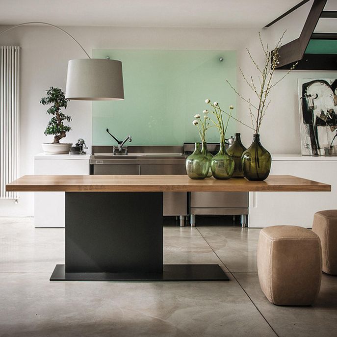 Modern Solid Wood Kitchen Dining Table Rectangle Standard Dining Table with Pedestal Base Clearhalo ' dining_table' 'Dining Tables & Seating' 'Dining Tables' 'furn' 'furn_dining_table' 'Furniture' 'furniture_dining_table' 'Kitchen & Dining Furniture' 'kitchen&dining_furn' 'kitchen' 'kitchen_dining_table' 1200x1200_f5303366-8d81-4f48-ac59-02fb67e03463