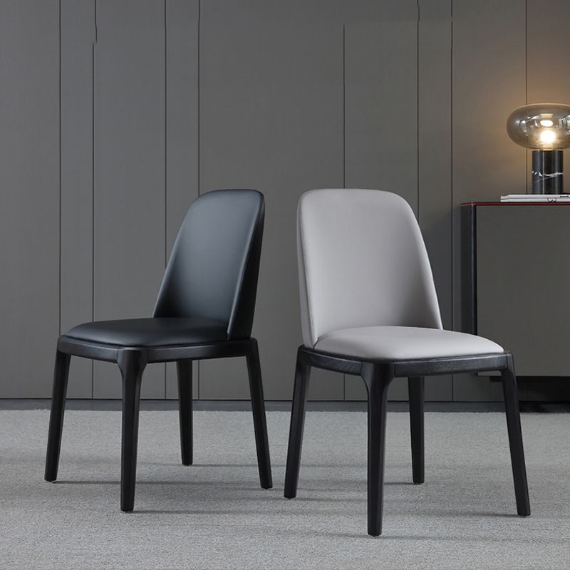 Leather Industrial Restaurant Side Chair Parsons Gray Dining Chair with Black Legs Clearhalo ' kitchen&dining_furn' 'Dining Chairs' 'Dining Tables & Seating' 'dining_chair' 'furn' 'furn_dining_chair' 'Furniture' 'furniture_dining_chair' 'Kitchen & Dining Furniture' 'kitchen' 1200x1200_f530e3a4-b6e2-4452-bba9-5080edd7987a