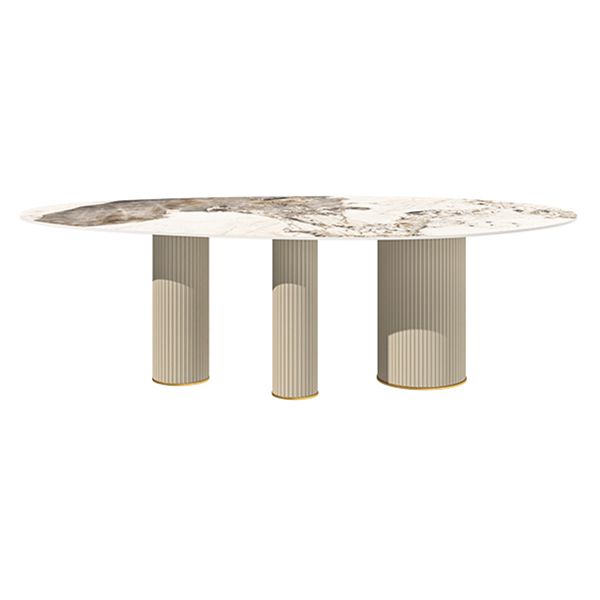 Metal Traditional Luxury Oval Dining Table Sintered Stone Table with White Legs Clearhalo ' dining_table' 'Dining Tables & Seating' 'Dining Tables' 'furn' 'furn_dining_table' 'Furniture' 'furniture_dining_table' 'Kitchen & Dining Furniture' 'kitchen&dining_furn' 'kitchen' 'kitchen_dining_table' 1200x1200_f53237e6-be26-4876-9630-a6e4fdcb3ece