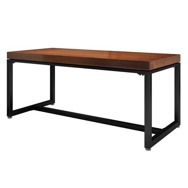 Solid Wood Industrial Style Dining Table Brown Rectangle Table with Black Frame for Dinning Room Clearhalo ' dining_table' 'Dining Tables & Seating' 'Dining Tables' 'furn' 'furn_dining_table' 'Furniture' 'furniture_dining_table' 'Kitchen & Dining Furniture' 'kitchen&dining_furn' 'kitchen' 'kitchen_dining_table' 1200x1200_f53624c4-0636-468c-9fda-66ce3df9f183