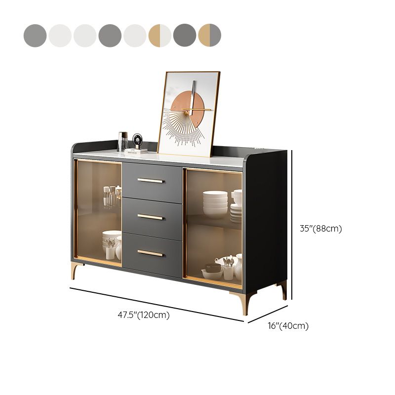 Portes en verre du buffet de style glamour Poard de latéraux avec armoires et tiroirs sans lumière